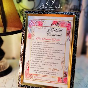 Pink Floral Bridal Contract With black frame in A4