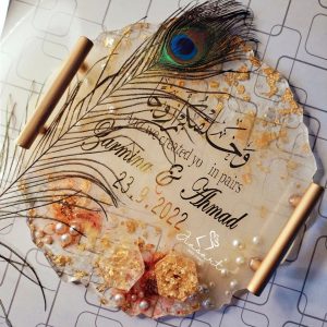 10 inches Red & Dull Gold Resin Engagement Tray