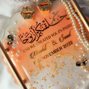 10 inches Peach & Gold Resin Engagement Tray