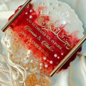 10 inches Maroon, Offwhite & Gold Combo Resin Engagement Tray