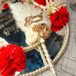 Gold And Offwhite Nikkah Pen With Couple Name