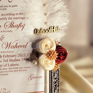 Maroon & Offwhite Nikkah Pen With Qabool Hai Tag