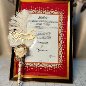 Maroon Nikkah Nama with Off White Name Pen