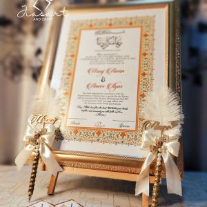 Champagne Nikkah Nama With offwhite Named Pens