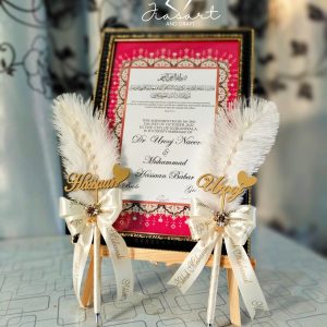 Maroon Nikkah nama with Couple Pens A4 Set