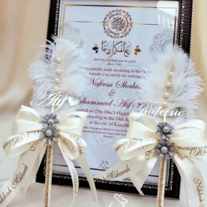 Black Frame Nikkah Nama With Couple Pens Pair