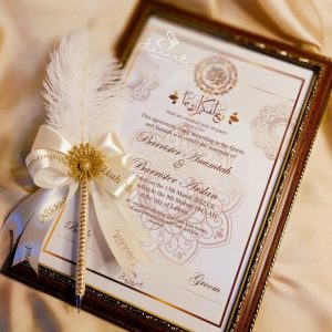 Gold Nikkah Nama with Single Pen