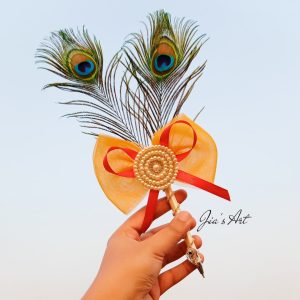 Peacock Feather Pen With Orange Combo