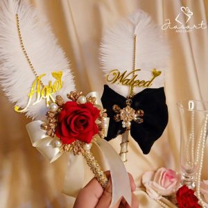 Red & Black Couple Pair With Names