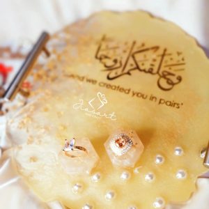 10 inches Yellow & Gold Resin Engagement Tray