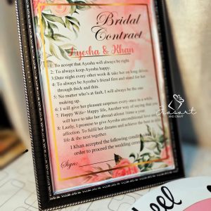 Pink Floral Bridal Contract With black frame 