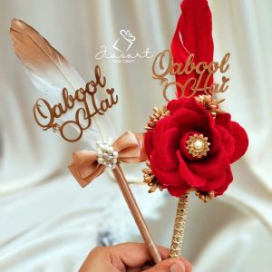 Red & Gold Couple Pair With Qabool Hai Tag