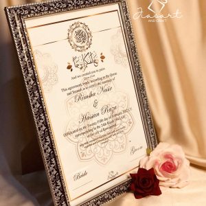 Gold Nikkah Nama with Floral Frame A4
