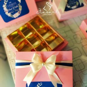  Mithai Boxes in Baby Pink (9 Partitions) Set Of 6pcs