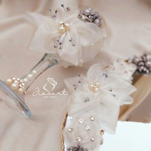 Dhoodh Pilai Glass and Tray in white & Silver