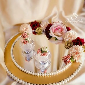 Engagement Tray In Gold,Pink And Red Theme