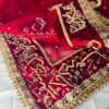 Mahroon Dupatta With 4 Sided Arabic Work