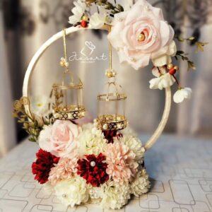 Baby Pink, Offwhite and Maroon Combination Engagement hoop