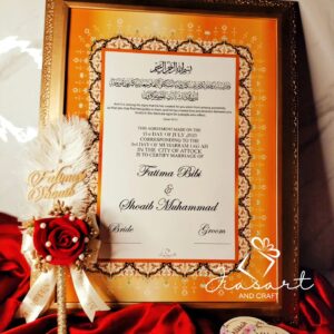 Bright Gold Nikkahnama in A3 new launch +pen In Red rose