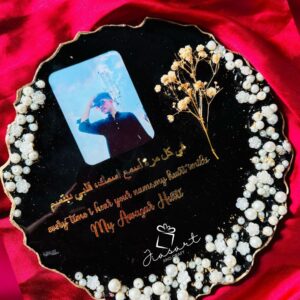 10 inches Resin Tray in Black Theme with Image