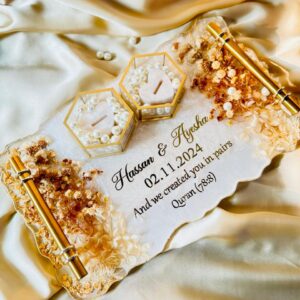 Engagement tray and  oppal gold  14 by 8 inches