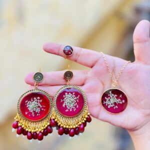Resin Earings & pendent full set in mehroon Color|| Resin Jewellery