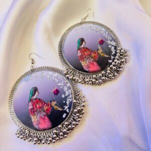 Resin Earings oversize with painting|| Resin Jewellery