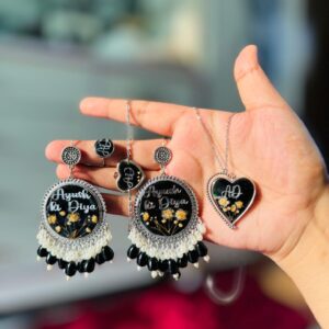 Resin Earings & pendent full set in black Color|| Resin Jewellery