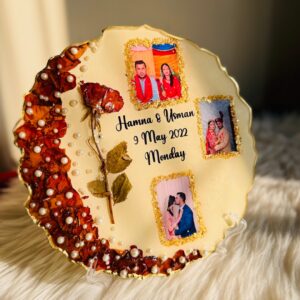 10 inches couple Resin tray customized for aniversary Flower preserved