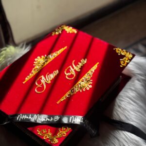 Mehroon booklet with box & single pen with name