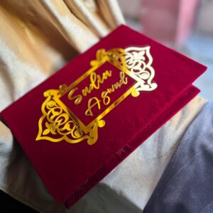 Mehroon booklet with box wit 2 pens added